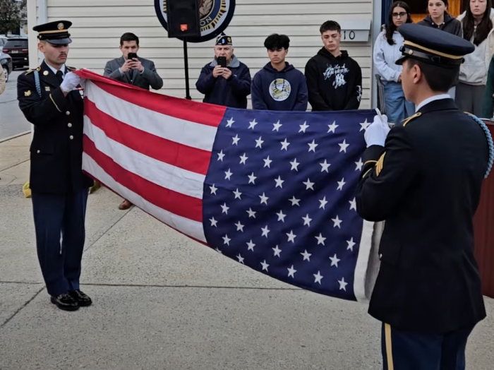 Flags were inspected and properly folded before being burned.