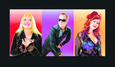 The B-52s (from left: Cindy Wilson, Fred Schneider and Kate Pierson) are performing their farewell tour at Jones Beach on Oct. 5 alongside Devo.