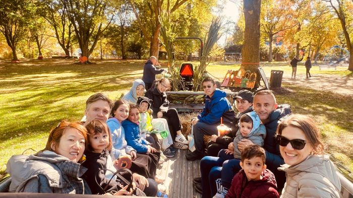 Families enjoyed a hayride at the Harvest Festival.