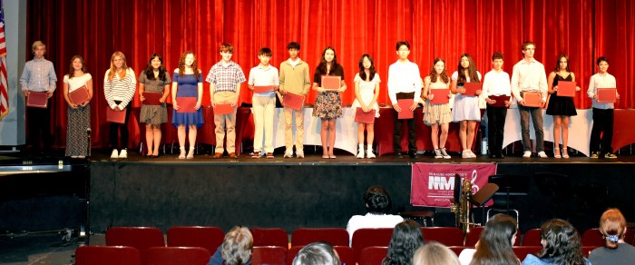 North Shore High School Tri-M Music Honor Society inductees.
