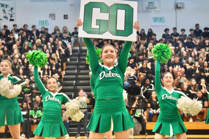 The JV squad kicked off the pep rally at Farmingdale High School.