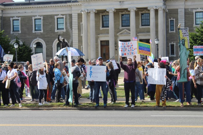 Protestors walked to the Nassau County Legislature.