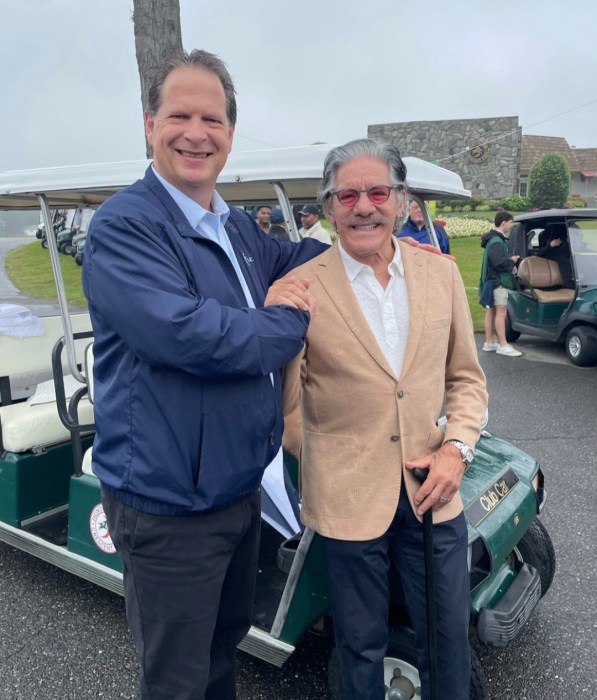 Broadcast journalist icon Geraldo Rivera who hosts the Annual "Geraldo Rivera Golf & Tennis Invitational" every year to benefit Life's WORC congratulates John Pfeifer (L.) on his recent appointment as CEO at Life's WORC. Photo provided by Life's WORC.