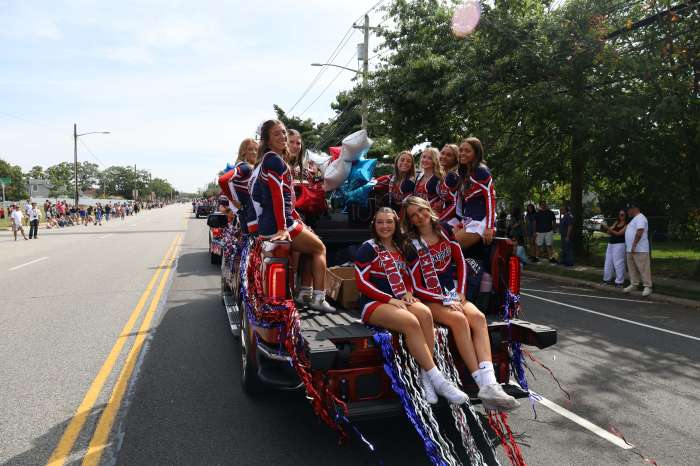 The cheer team donned their red, white and blue Generals gear.