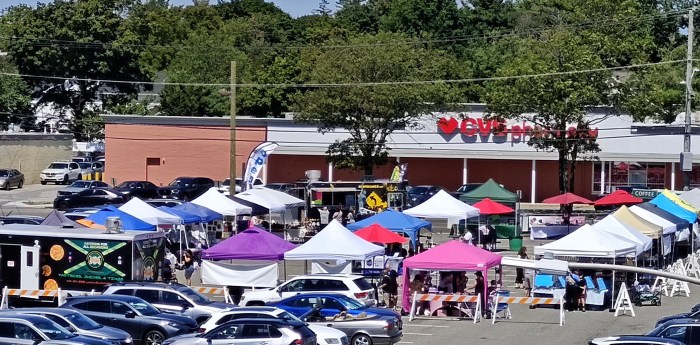 The market at the Syosset train station parking lot.