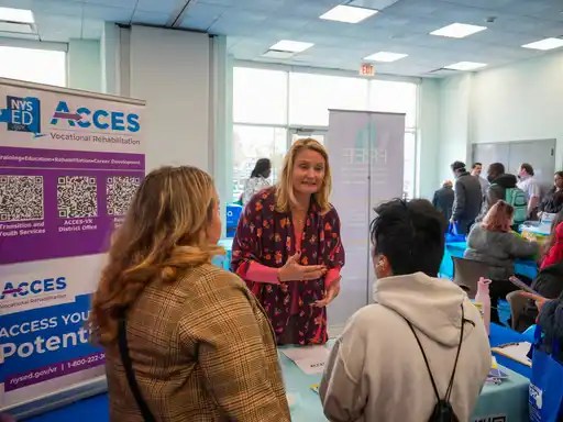 Recruiters meet with potential employees at the Talent Connection Job Expo, set to be held in Bethpage later this month.