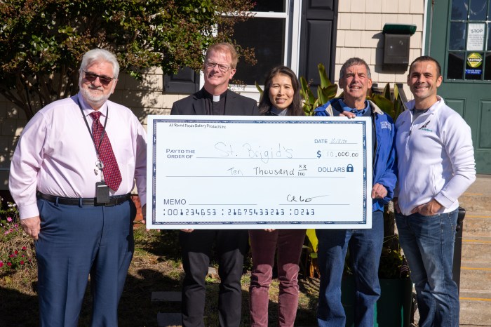St. Brigid's Church received a $10,000 donation from All Round Foods.