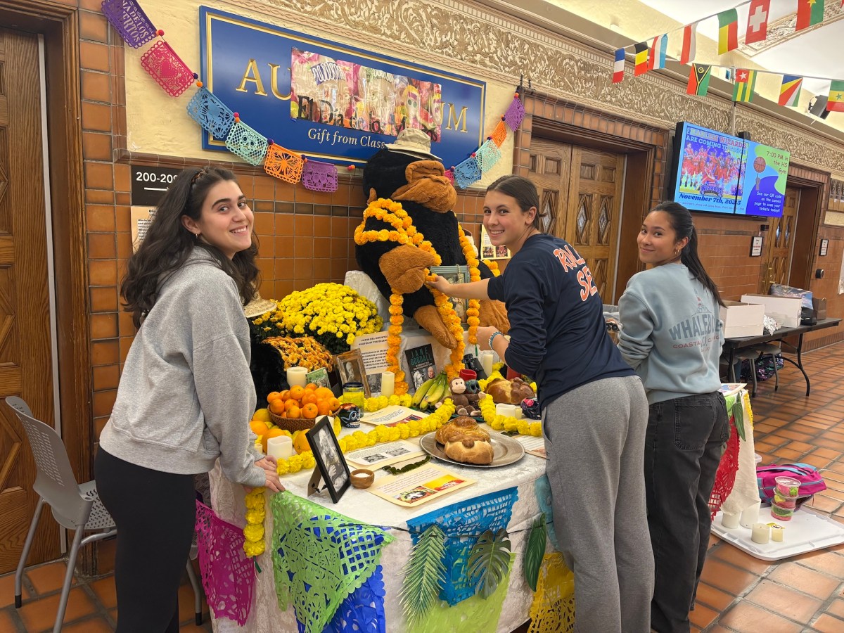 The Manhasset High School Spanish Honor Society created an altar honoring Jane Goodall as part of their annual celebration of el Día de los Muertos.