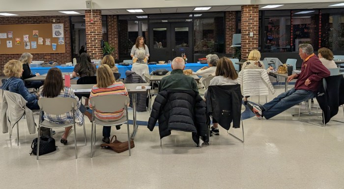 Cooking demonstration at Roslyn High School.