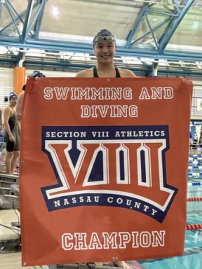 The Port Washington/Roslyn Girls Swim Team finished second at Nassau County Championships.