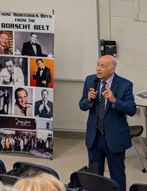 Sal St. George entertaining at Roslyn Adult Education class.