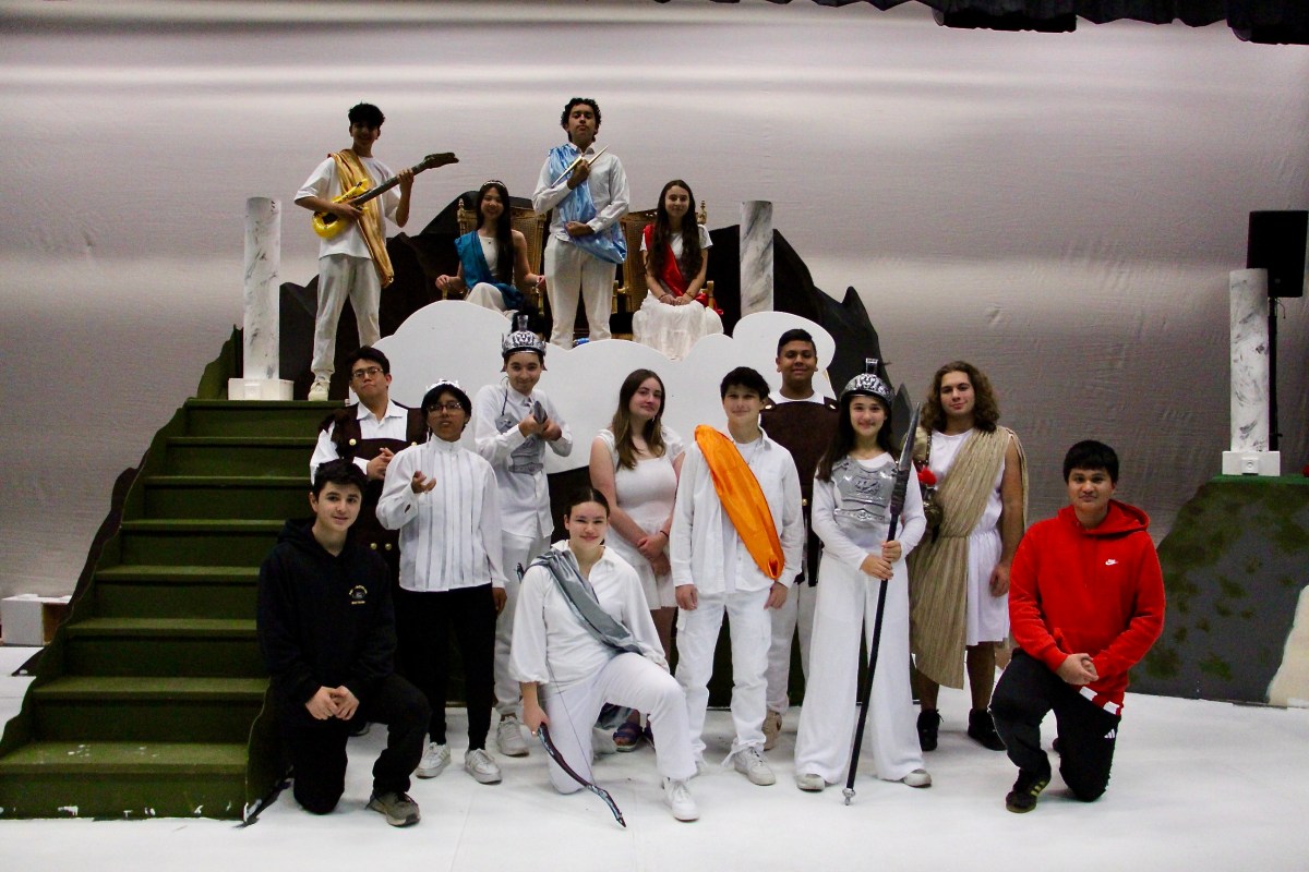 The cast and crew of "The Iliad, The Odyssey, and All of Greek Mythology in 99 Minutes or Less."