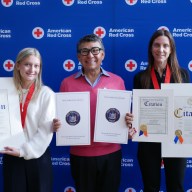 (L.) to (R.) Charlie Dubofsky, Jose Dominguez and Jamie Hassenbein at the Long Island Heroes Celebration.