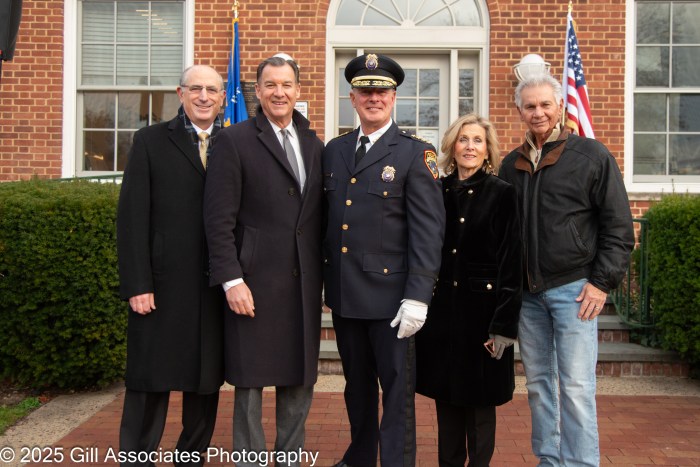 Elected officials along with Chief Whitton outside of City Hall.