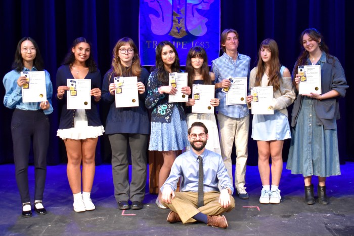 North Shore High School International Thespian Society inductees with Aaron Brateman.