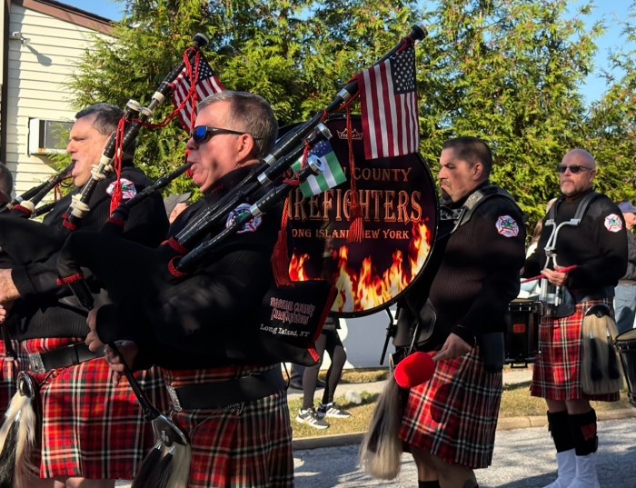 Nassau County Firefighters Pipes and Drums participated in the parade.
