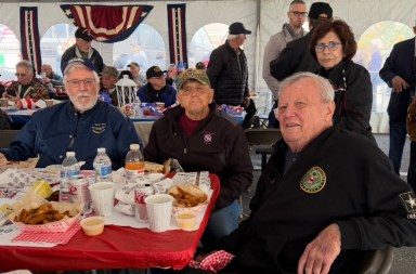 John, Donald and John, who described themselves as Carle Place senior citizens, enjoyed lunch at the Thank You to Our Veterans event.