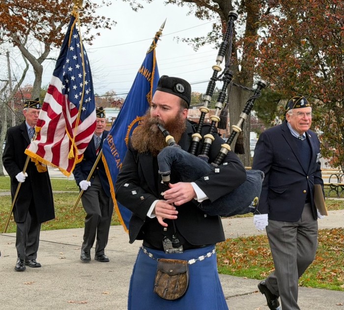 Kevin Shiels played bagpipes at the beginning of the ceremony.