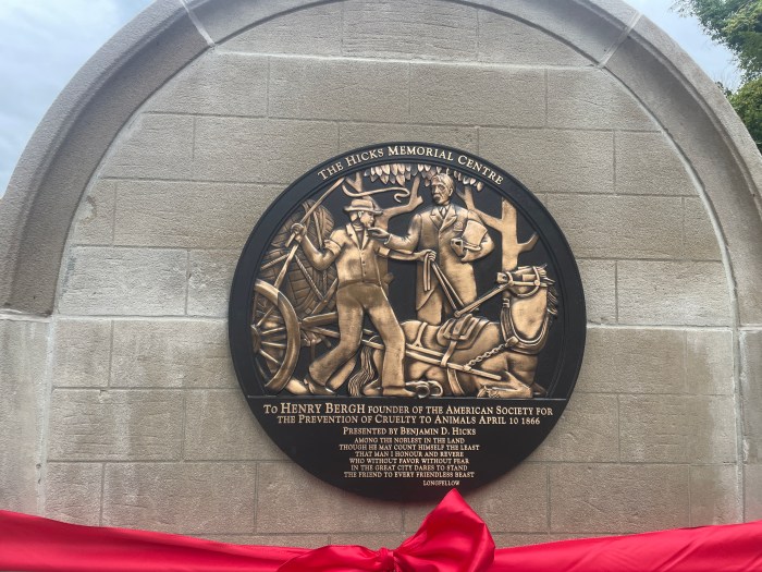 Newly installed plaque, after the previous plaque was stolen.