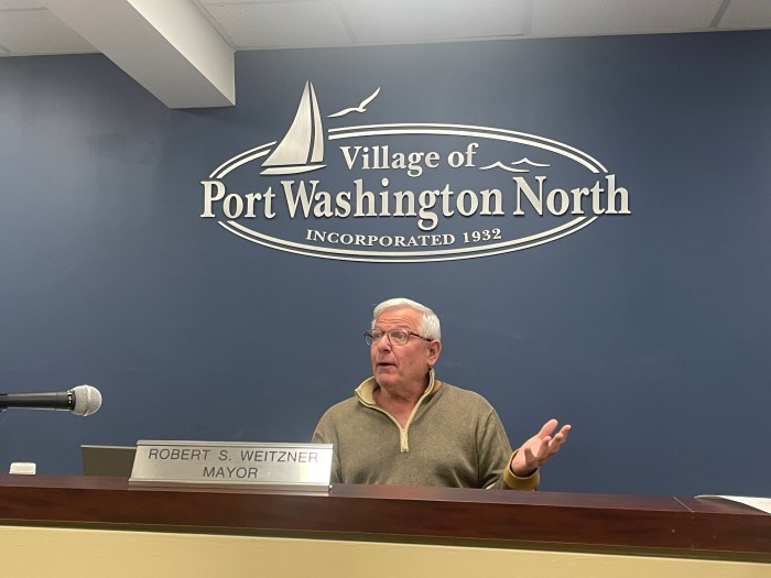 Mayor Robert Weitzner discusses ongoing odor concerns at 85 Channel Drive during Port Washington North's November Board of Trustees meeting.