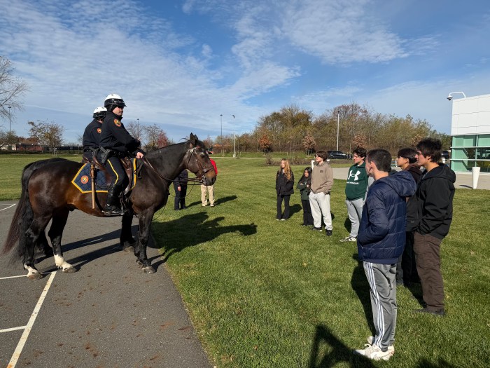 Nassau County Police with Port Washington high school students.