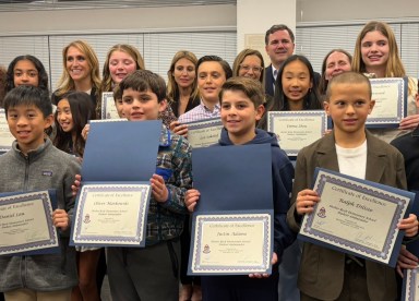 Shelter Rock Elementary student ambassadors were honored at a recent Manhasset Board of Education meeting.