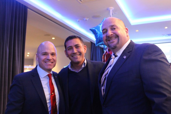 Hempstead Town Supervisor Democratic nominee Joe Scianablo (L.) with Nassau County Executive Democratic nominee Seth Koslow (R.).