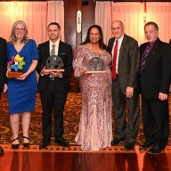 Tom Cabrera, Julie Lyon, Honoree Davis Orellana, Honoree Maria Thomas Santiago, Westbury Mayor Peter Cavallaro, 1st Deputy Mayor Steven Corte and 2nd Deputy Mayor Beaumont Jefferson.