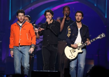 The Jonas Brothers perform during their concert at UBS Arena Elmont.