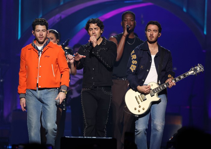 The Jonas Brothers perform during their concert at UBS Arena Elmont.