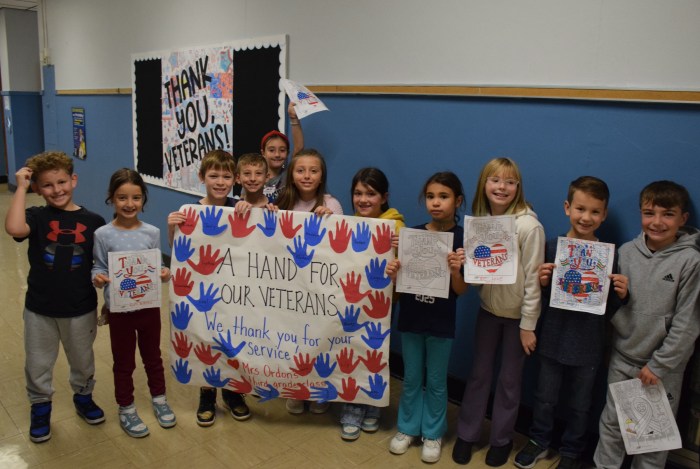 Fairfield Elementary School students made signs as a salute to their heroes.