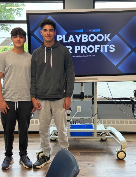 Ethan and Harrison Goldman teaching their class, Playbook for Profits.