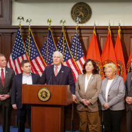 Nassau County leaders spoke out against a proposed corporate tax hike discussed by gov. Kathy Hochul and New York City Mayor-Elect Zorhan Mandani.