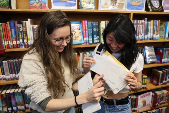 A blast from the past: Former Guggenheim students Shannon Ferguson and Stacy Kim found third-grade notes they'd written in the year 2000.