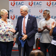 Nassau County Executive Bruce Blakeman and leaders of the Roslyn Community Center at the ribbon cutting for the new center.