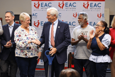 Nassau County Executive Bruce Blakeman and leaders of the Roslyn Community Center at the ribbon cutting for the new center.