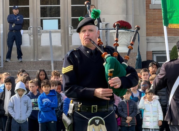 The NYPD Emerald Society performed at the dedication ceremony.