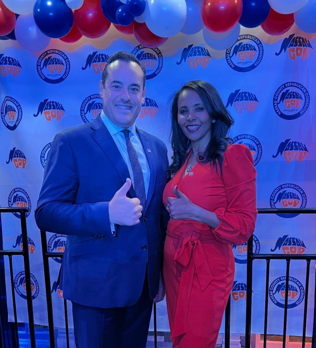 Yaron Levy campaigned alongside Nassau County Legislator Mazi Pilip.