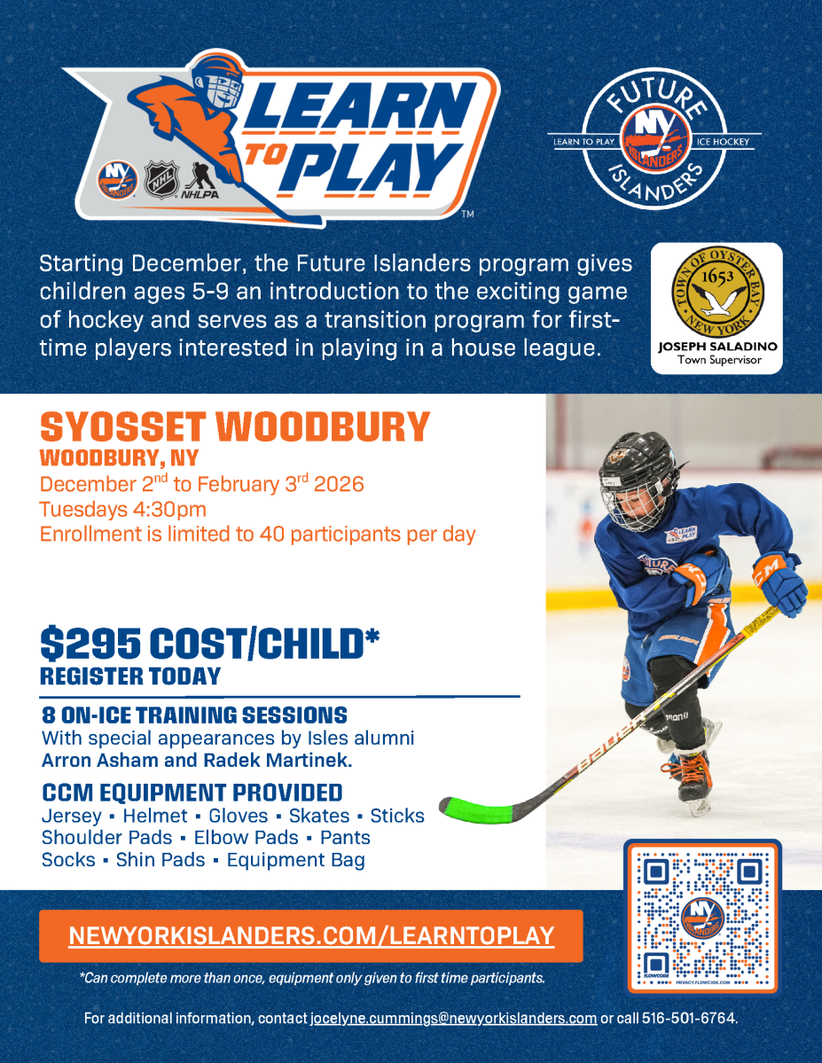 New York Islanders’ “Learn to Play” Hockey Clinic coming soon to Syosset and Massapequa