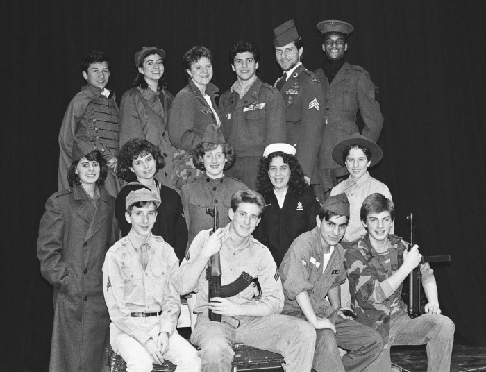 The cast of "Stars & Stripes," which Manhasset Secondary School alum Christopher Johnson said John Shorter created by piecing together scenes from shows involving stories about war. 