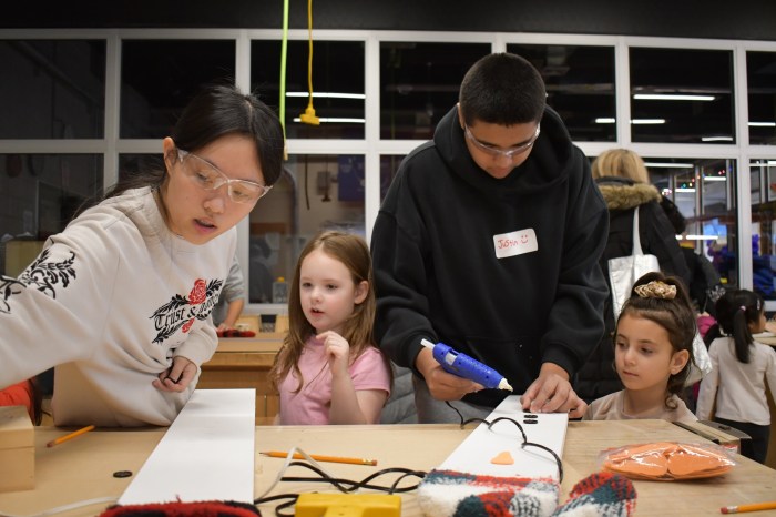 Students of all ages worked together to create holiday items.