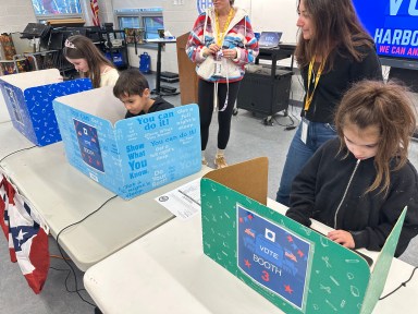 Harbor Hill students taking part in the vote.