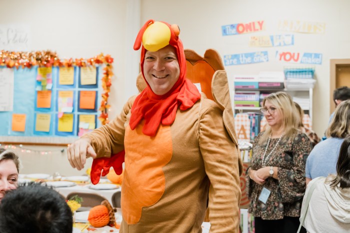 Counselor Jay Benjamin was in the Thanksgiving spirit dressed up as a turkey.