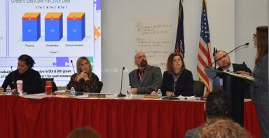 Trustees and Administrators during the Mineola Middle School presentation