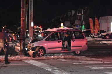 Driver remains unharmed after vehicle struck pole