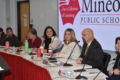 Mineola's Board of Education and administration at the Dec. 18 meeting.