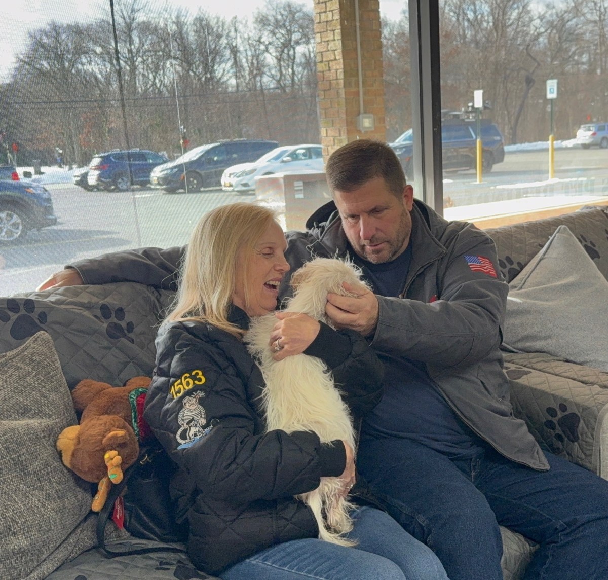 Penny and David Tierney with their puppy Blue.