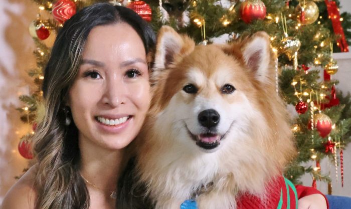 Lucky Paws Co-owner Pin with Keanu, the Pomsky (Bob Giglione)