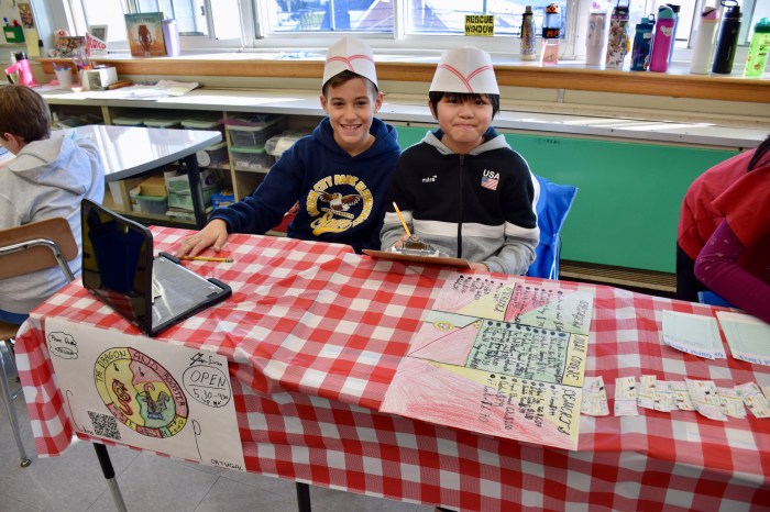 Garden City Park School fifth graders hosted a Trattoria GCP restaurant event to culminate their decimal math unit.