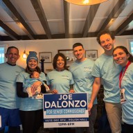 Jospeh D'Alonzo with his family and campaign sign for sewer commissioner.
